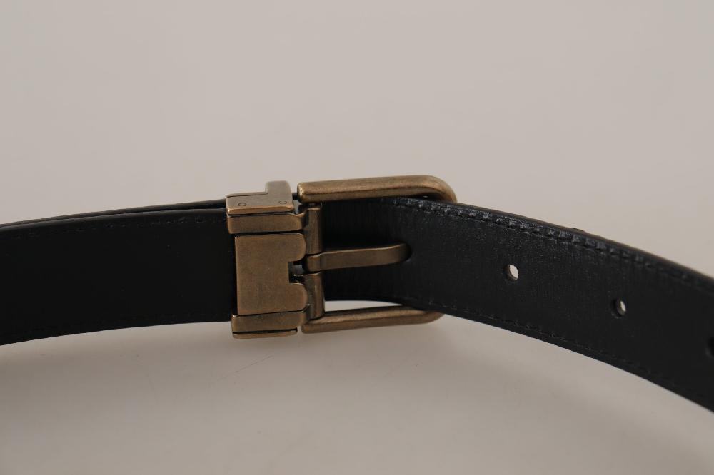 Brown Leather Leopard Print Bronze Metal Buckle Belt - 75-cm-30-inches