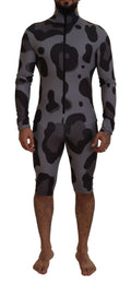 Gray Patterned Polyester Wetsuit Swimwear - it48-m