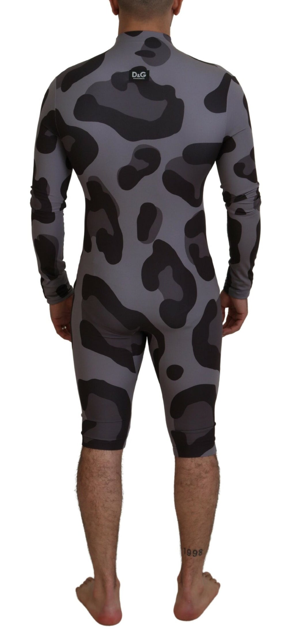 Gray Patterned Polyester Wetsuit Swimwear - it48-m