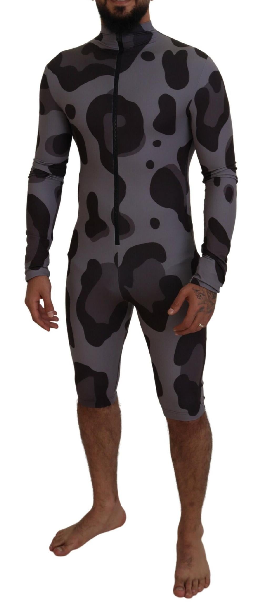Gray Patterned Polyester Wetsuit Swimwear - it48-m