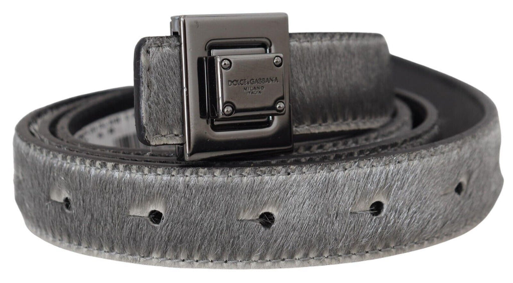 Silver Leather Tone Square Metal Buckle - 90-cm-36-inches