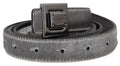 Silver Leather Tone Square Metal Buckle - 90-cm-36-inches