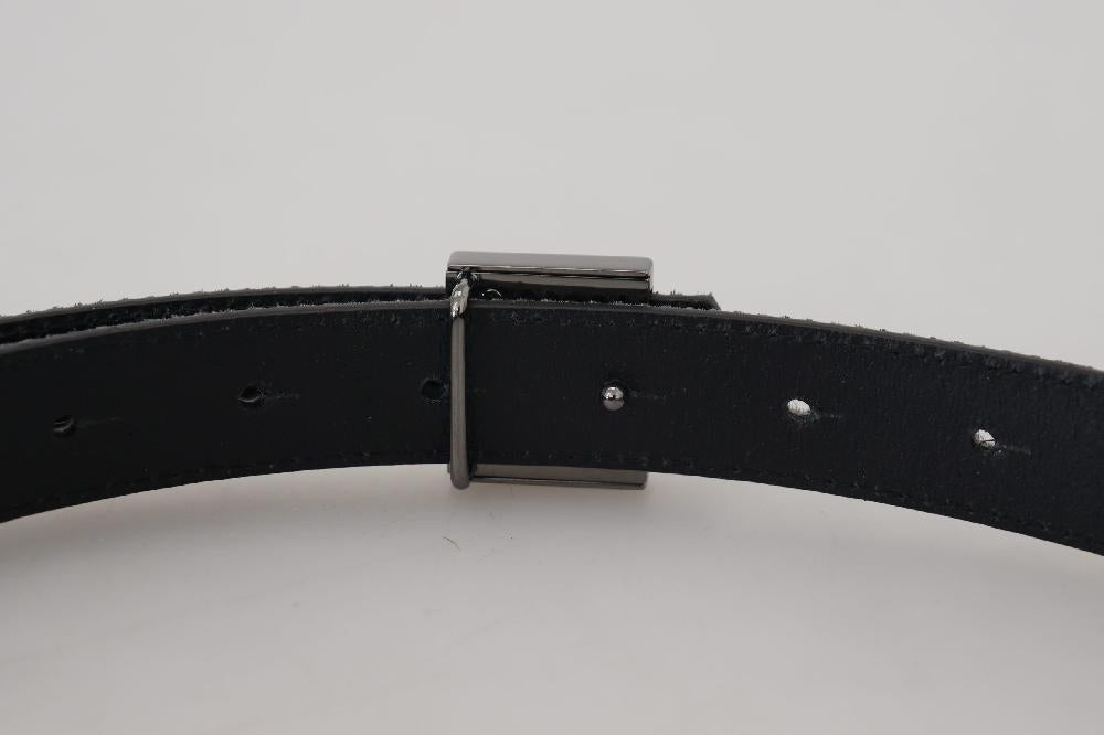 Silver Leather Tone Square Metal Buckle - 90-cm-36-inches