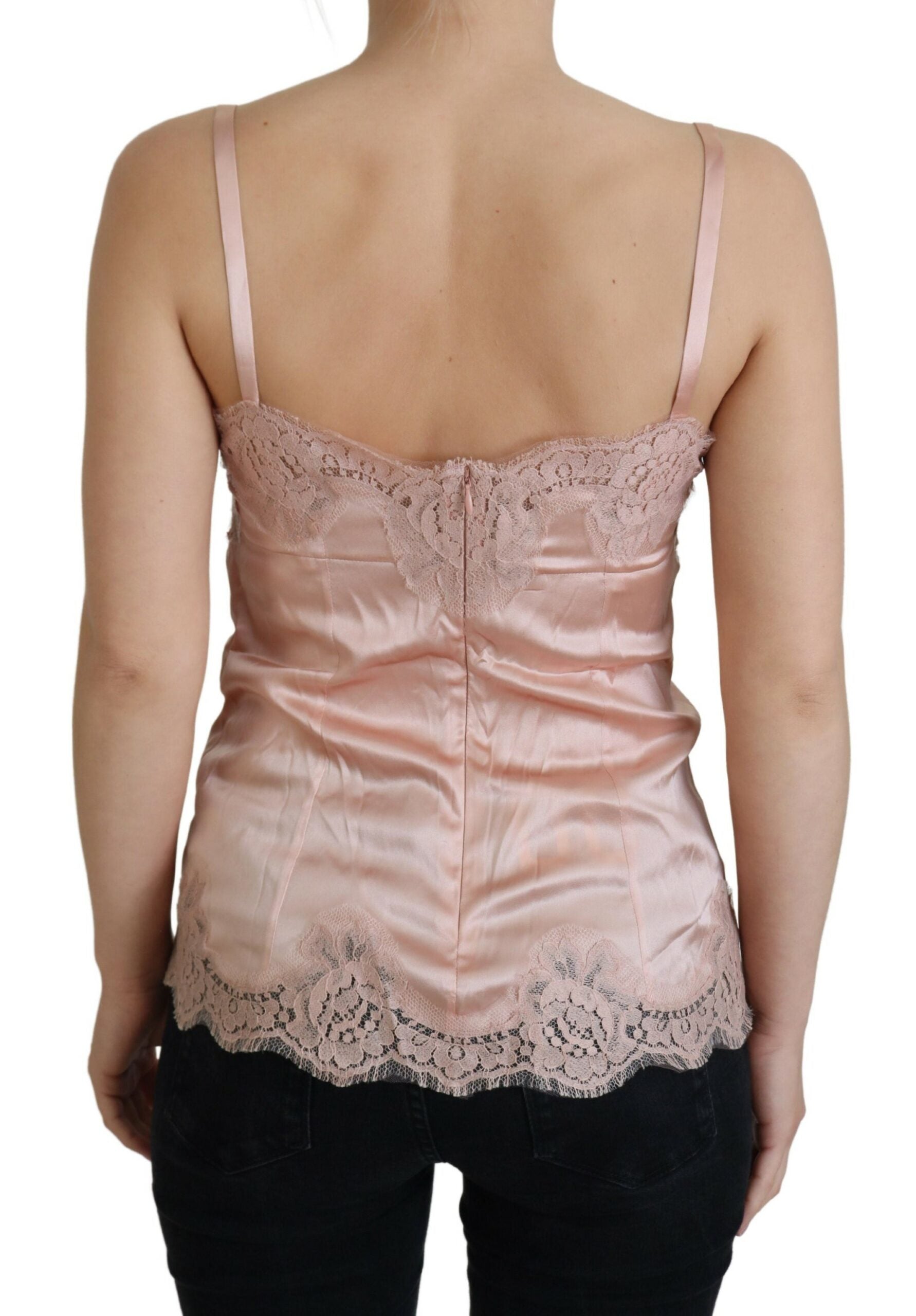 Pink Satin Lace Roses Tank Top Lingerie - it46-xl