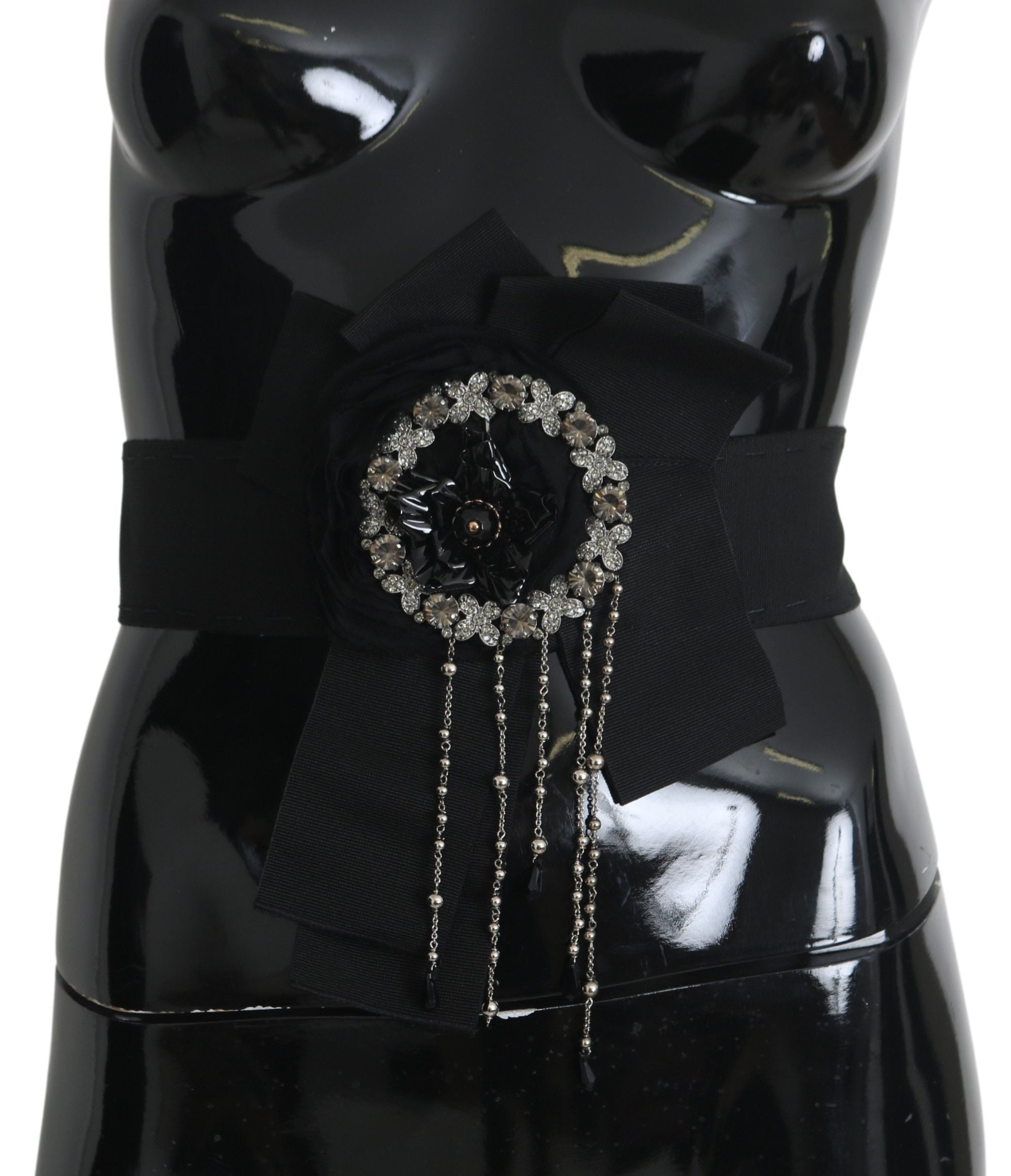 Black Crystal Brooch Wide Wai SATORIA Belt - it44-l