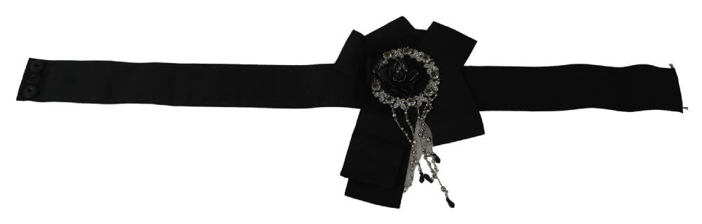 Black Crystal Brooch Wide Wai SATORIA Belt - it44-l