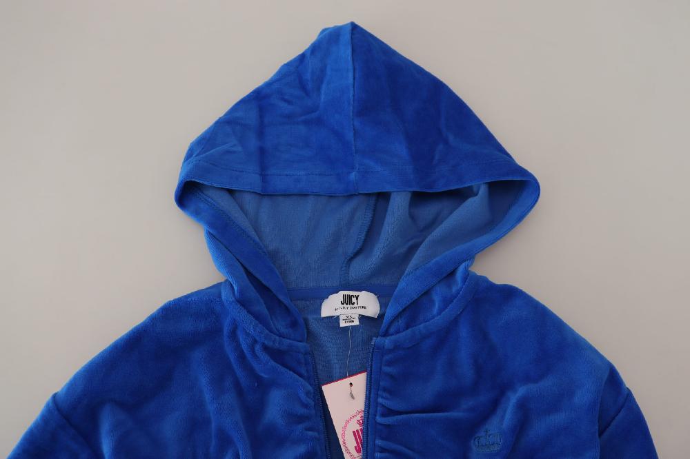 Felpa con cappuccio corta con zip intera in cotone blu - IT38 - XS