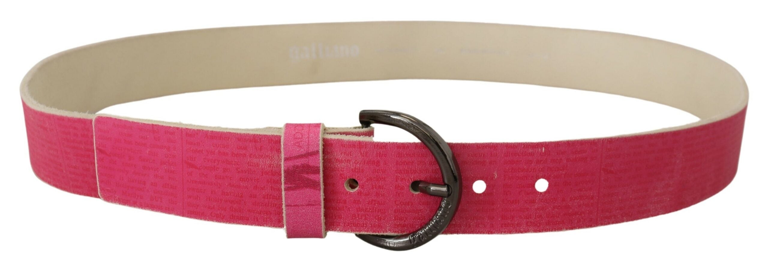 Pink Leather Letter Logo Round Buckle Waist Belt - 100-cm-40-inches