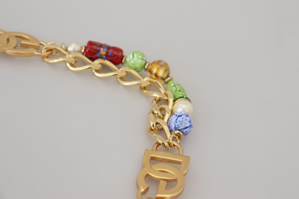 Gold Tone DG Logo Women Waist Chain Belt - m