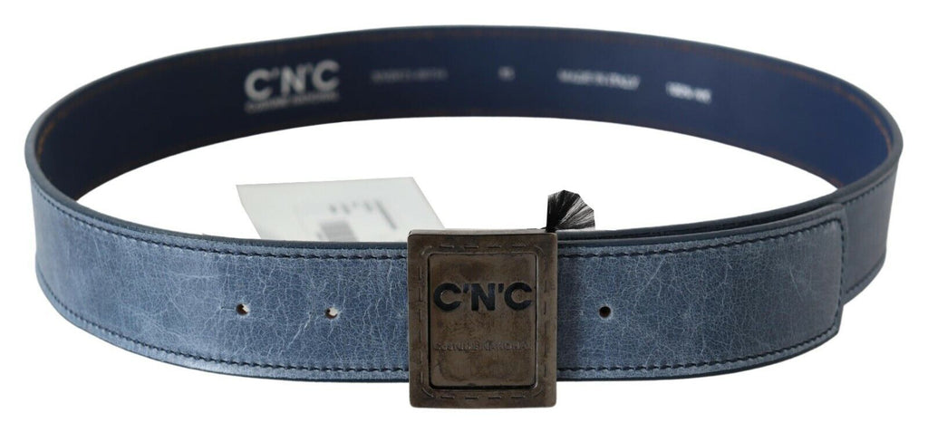 Blue Normal Leather Logo Buckle Belt - 85-cm-34-inches