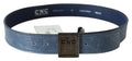Blue Normal Leather Logo Buckle Belt - 85-cm-34-inches