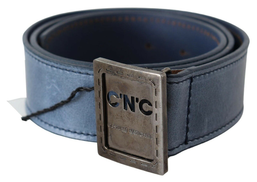 Blue Normal Leather Logo Buckle Belt - 85-cm-34-inches