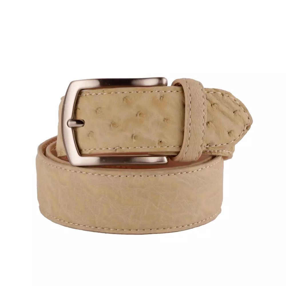 Beige Leather Di Struzzo Belt - 110-cm-44-inches