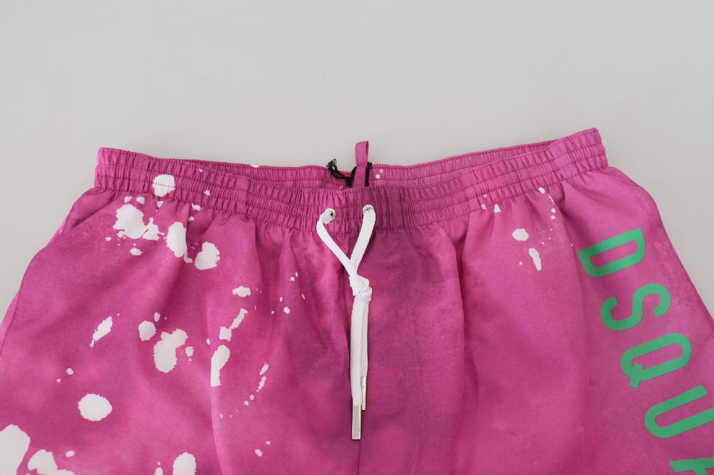Pink Tie Dye Logo Men Beachwear Shorts Swimwear - it48-m