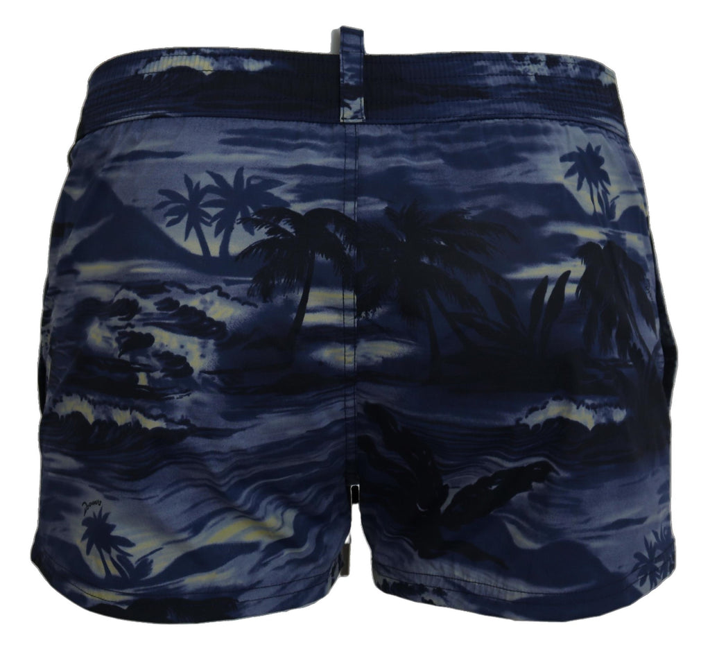 Blue Tropical Wave Design Beachwear Shorts Swimwear - it48-m