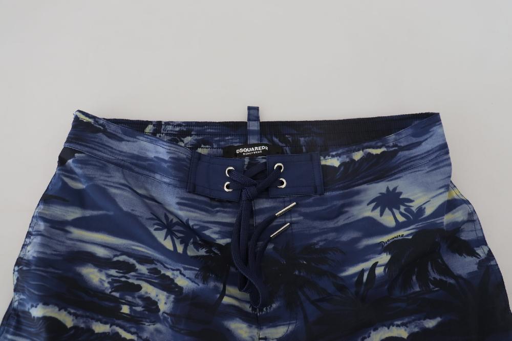 Blue Tropical Wave Design Beachwear Shorts Swimwear - it48-m