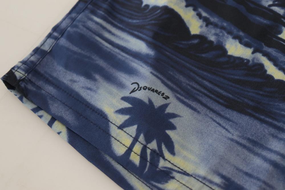 Blue Tropical Wave Design Beachwear Shorts Swimwear - it48-m