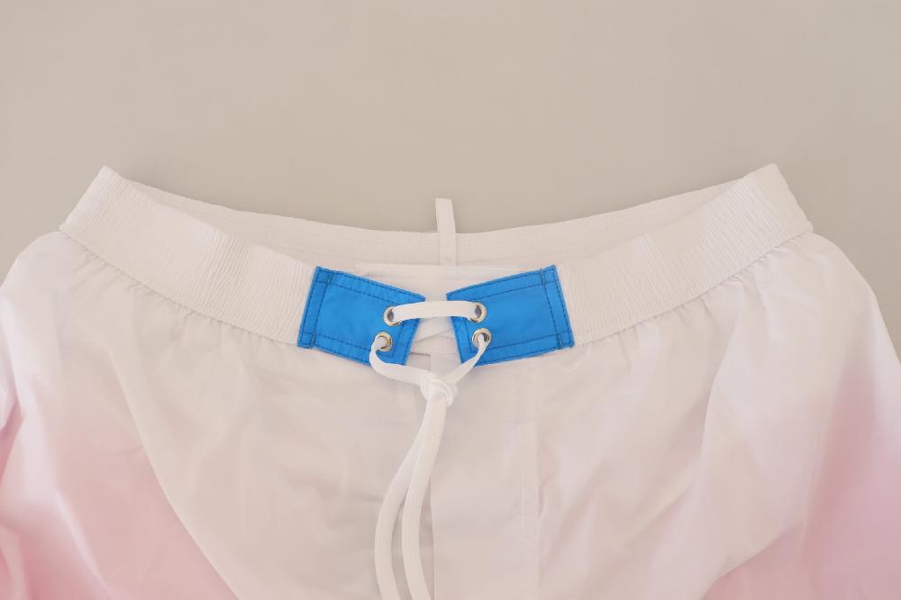 White Pink Logo Print Men Beachwear Shorts Swimwear - it48-m