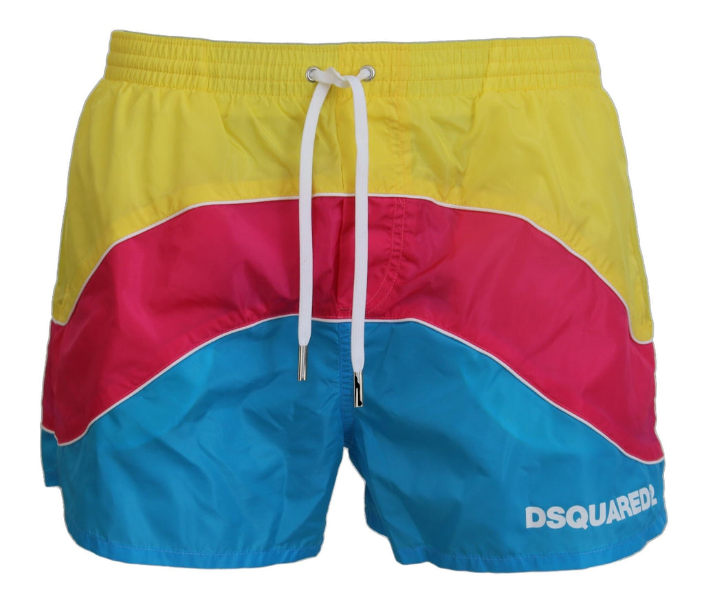 Multicolor Logo Print Men Beachwear Shorts Swimwear - it48-m