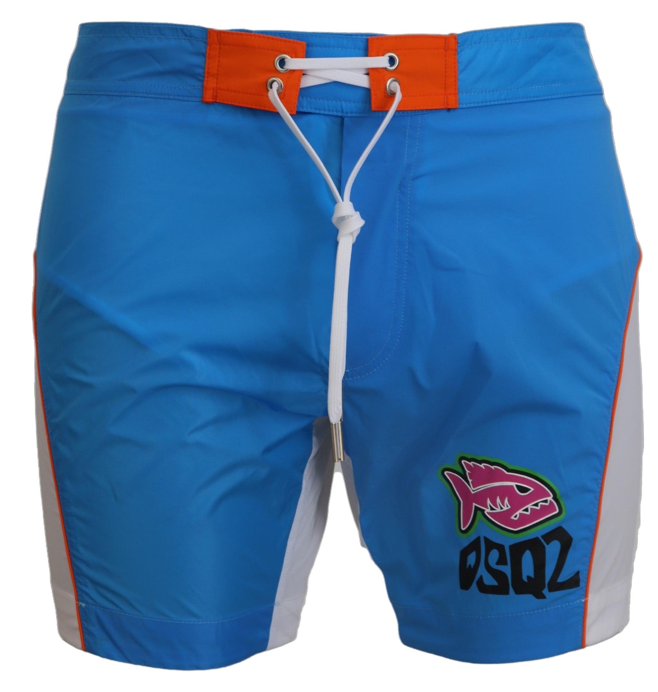 Blue White Logo Print Men Beachwear Shorts Swimwear - it48-m