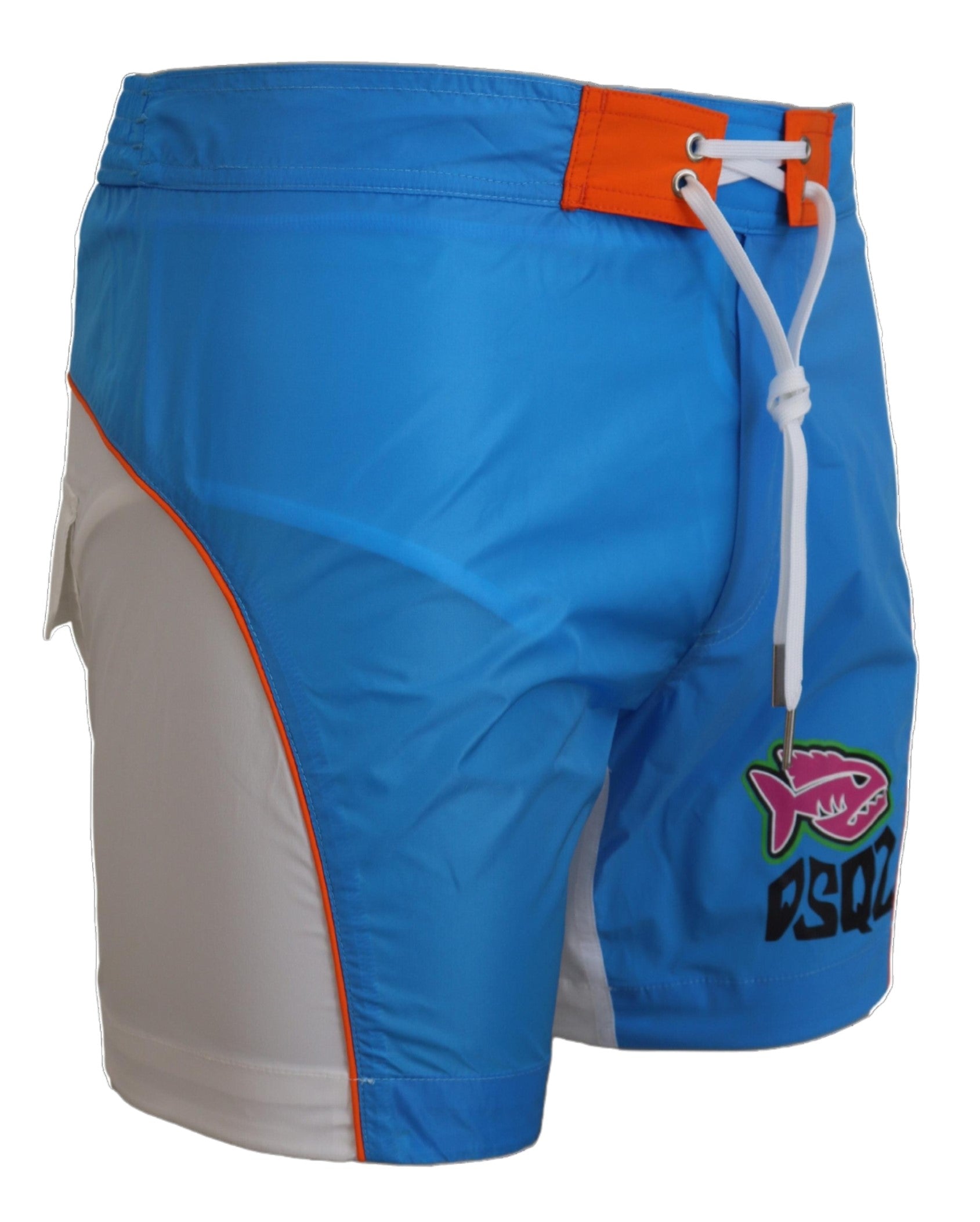 Blue White Logo Print Men Beachwear Shorts Swimwear - it48-m