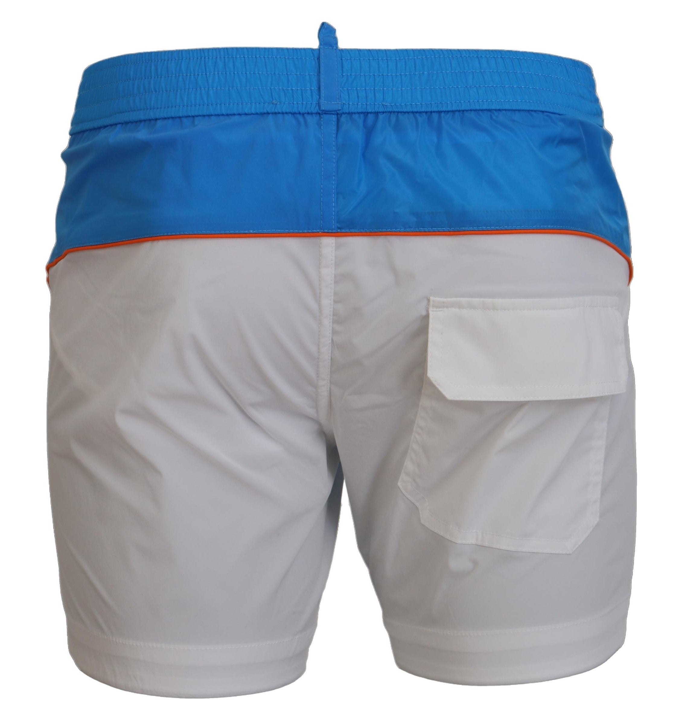 Blue White Logo Print Men Beachwear Shorts Swimwear - it48-m