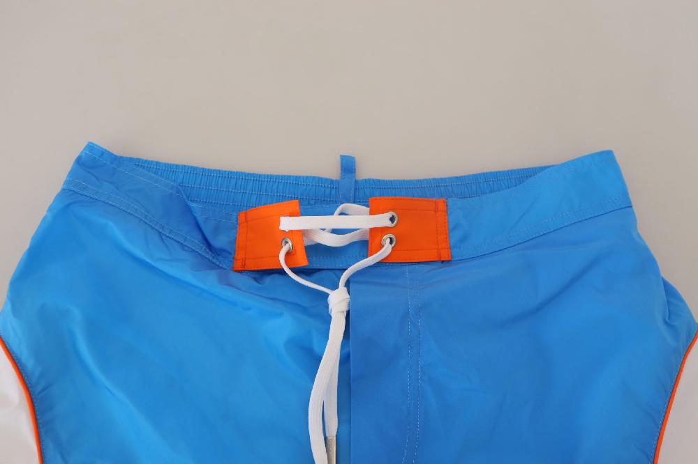Blue White Logo Print Men Beachwear Shorts Swimwear - it48-m