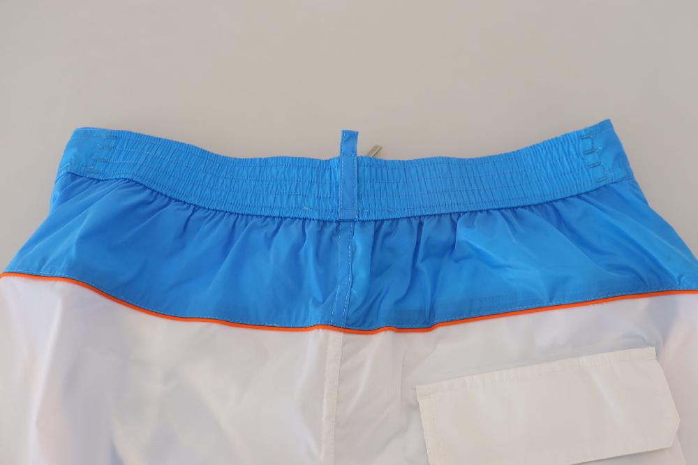 Blue White Logo Print Men Beachwear Shorts Swimwear - it48-m