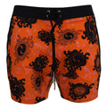 Orange Black Printed Men Beachwear Shorts Swimwear - it48-m
