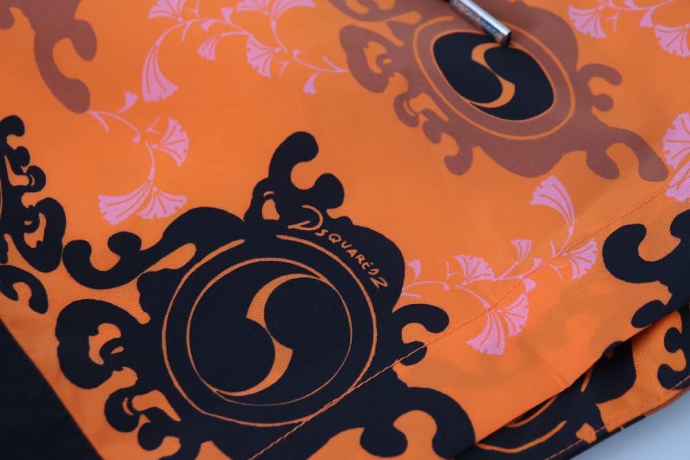 Orange Black Printed Men Beachwear Shorts Swimwear - it48-m