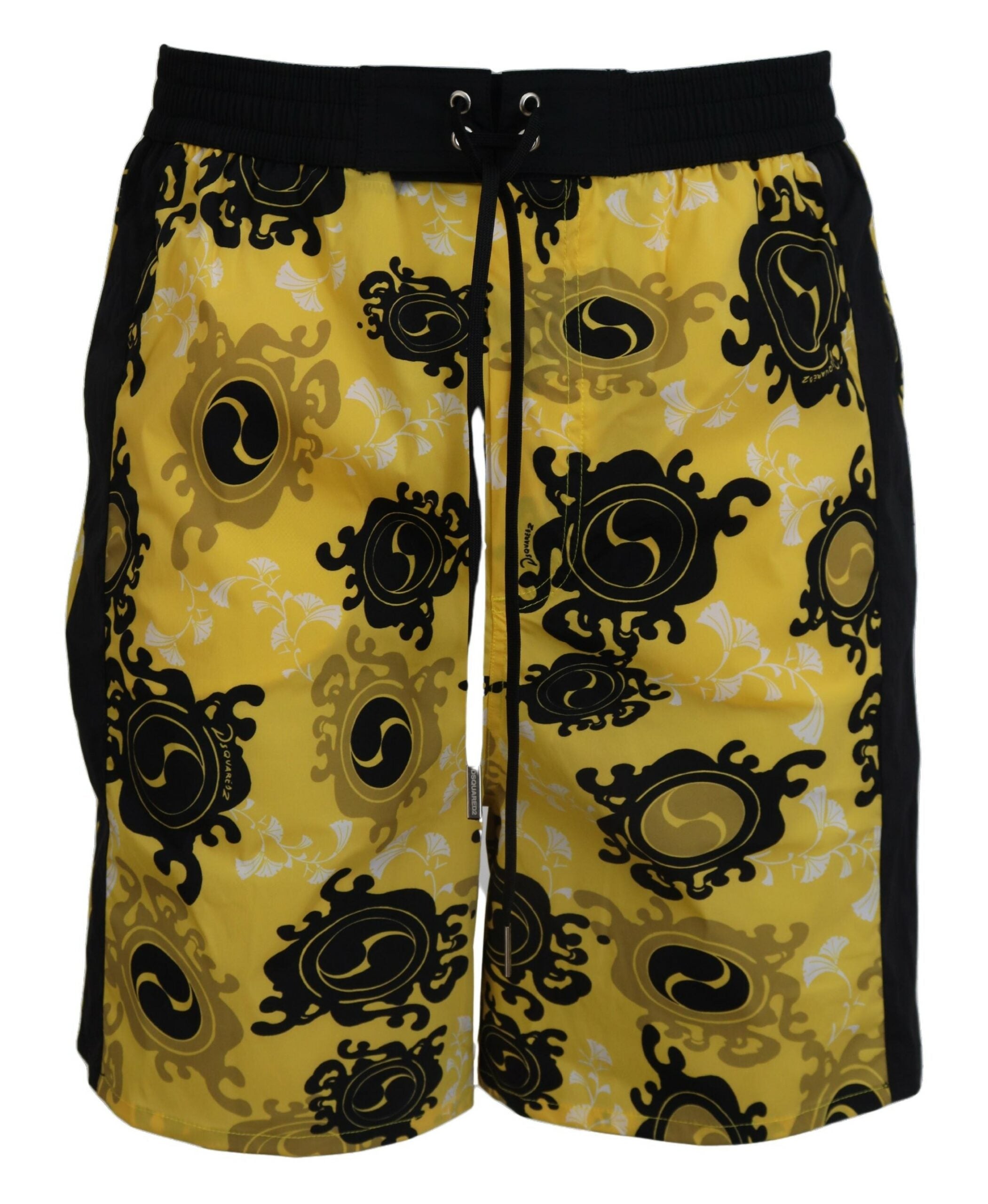 Yellow Black Printed Men Beachwear Shorts Swimwear - it48-m