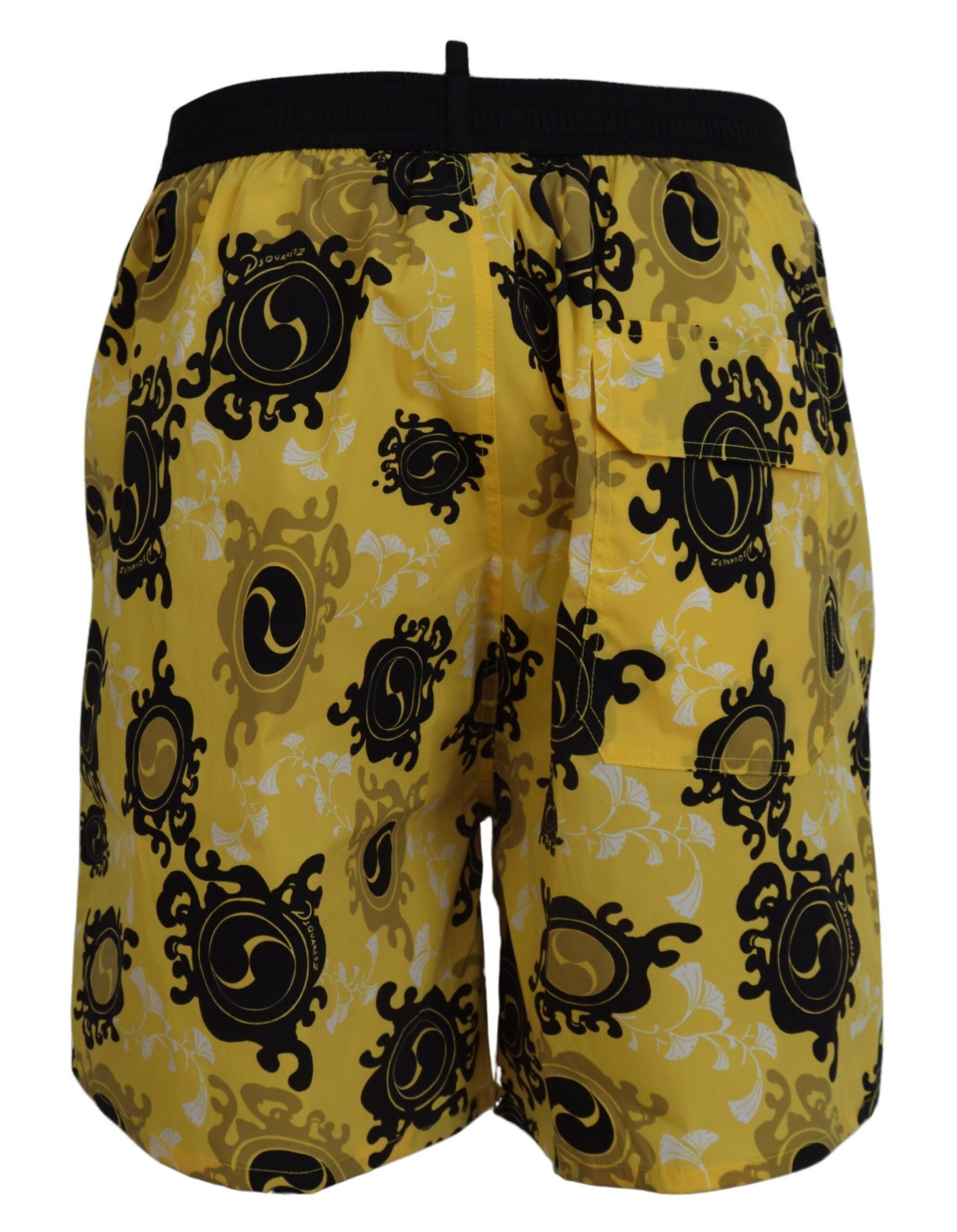 Yellow Black Printed Men Beachwear Shorts Swimwear - it48-m