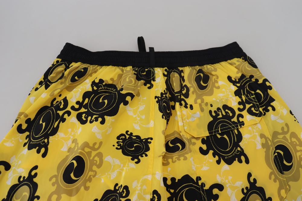 Yellow Black Printed Men Beachwear Shorts Swimwear - it48-m