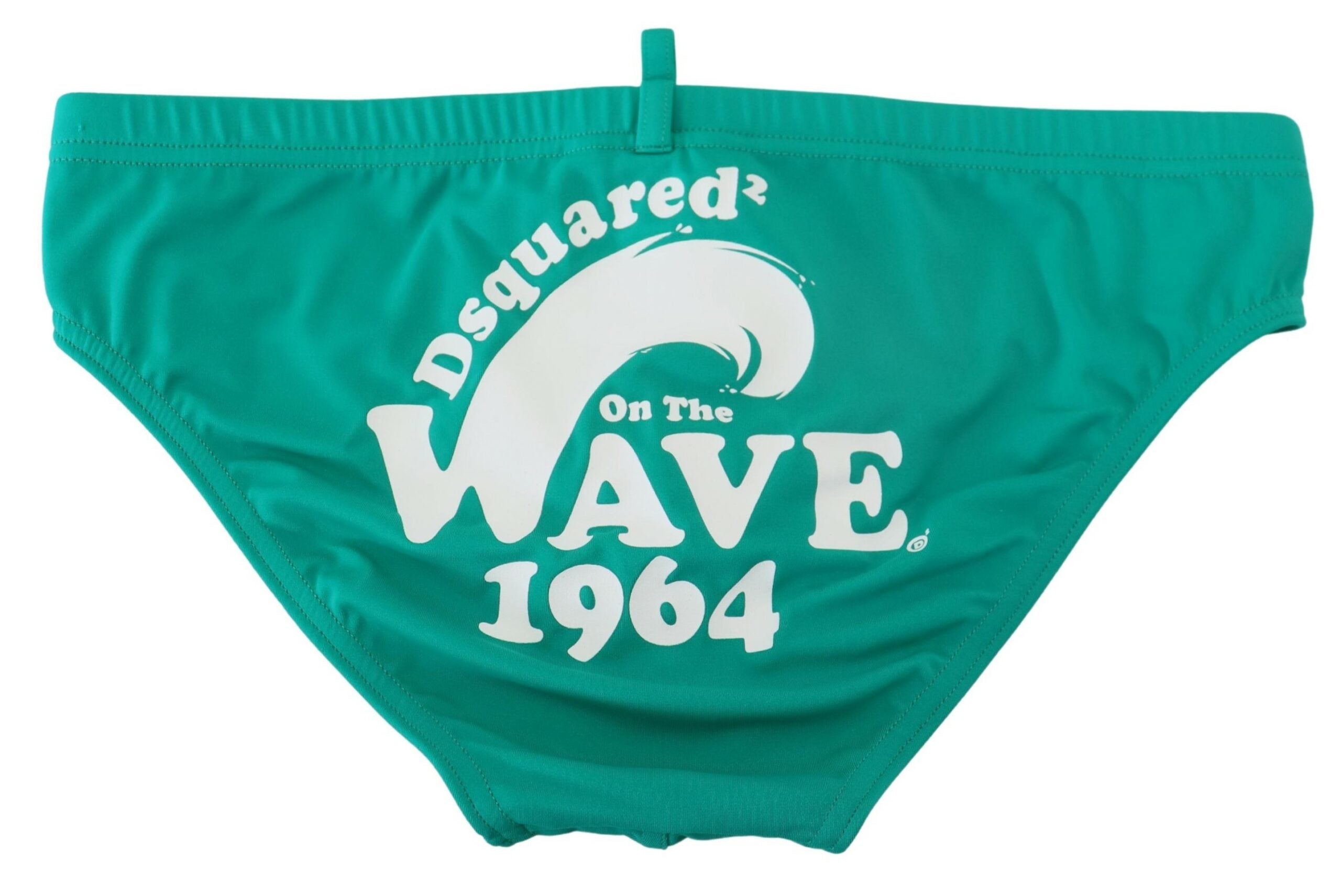 Green White Logo Print Men Swim Brief Swimwear - it48-m