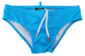 Blue Yellow Logo Print Men Swim Brief Swimwear - it48-m