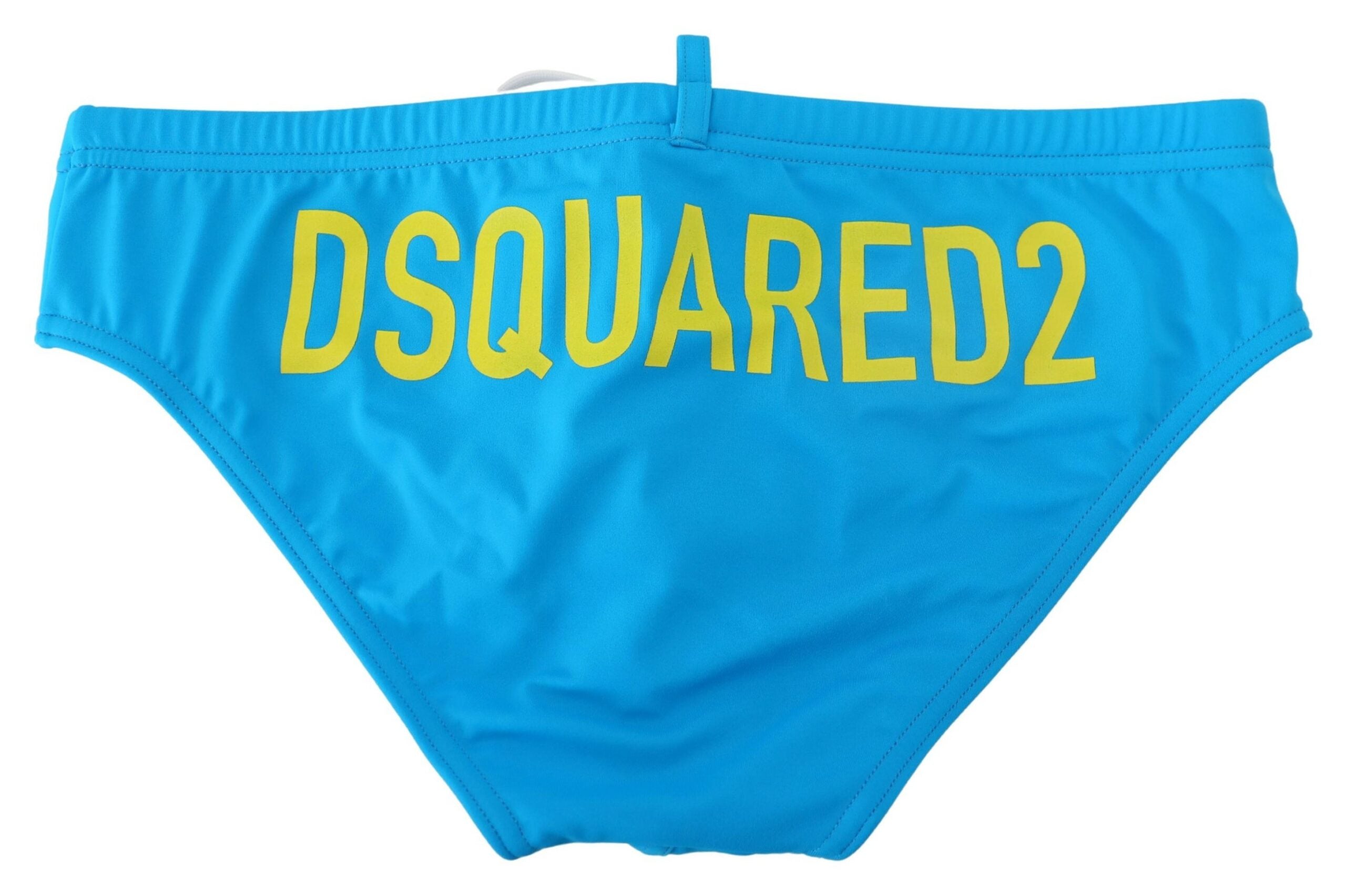Blue Yellow Logo Print Men Swim Brief Swimwear - it48-m