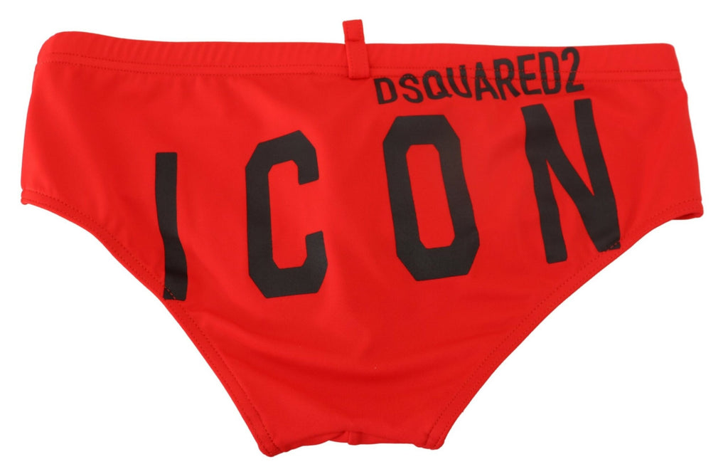 Red Black ICON Print Mens Swim Brief Swimwear - it48-m