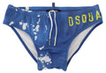 Blue White Logo Print Men Swim Brief Swimwear - it48-m