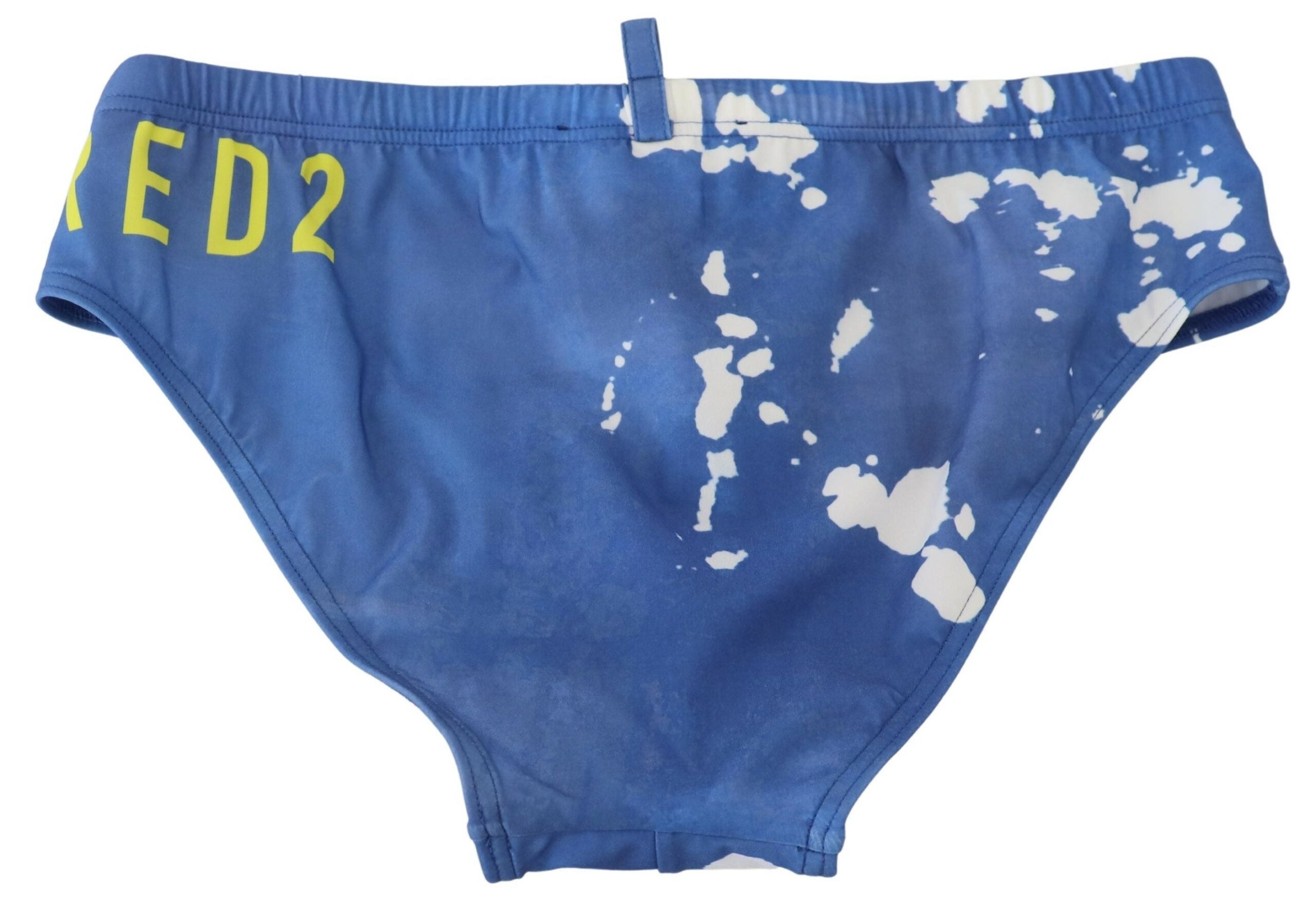 Blue White Logo Print Men Swim Brief Swimwear - it48-m