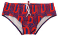 Red Blue Logo Printed Men Swim Brief Swimwear - it48-m
