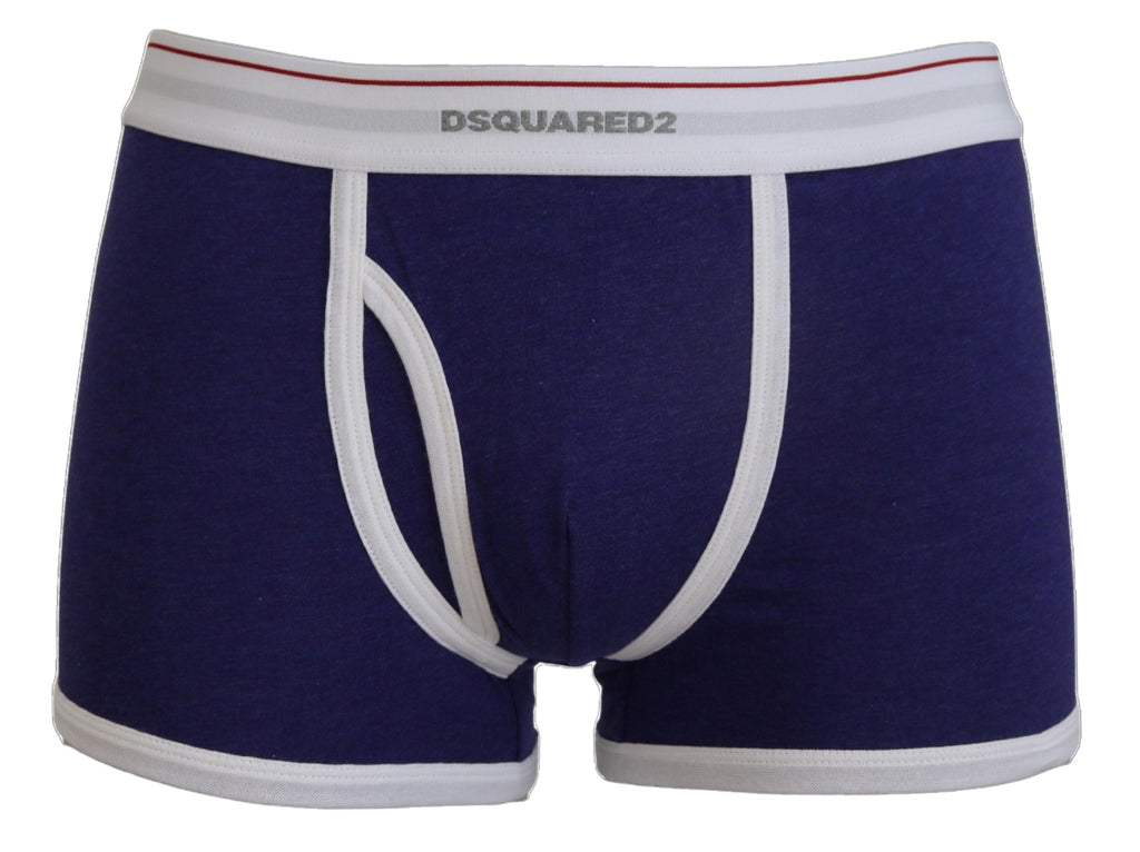 Blue White Logo Cotton Stretch Men Trunk Underwear - it5-m