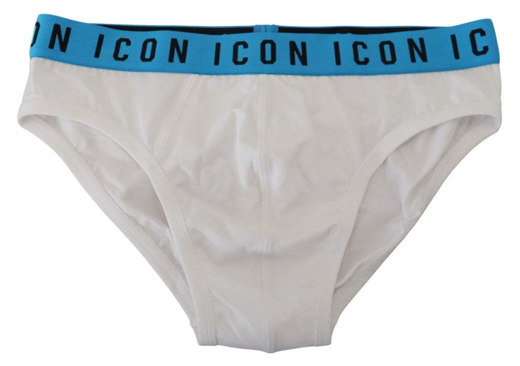 White Icon Logo Cotton Stretch Men Brief Underwear - it5-m