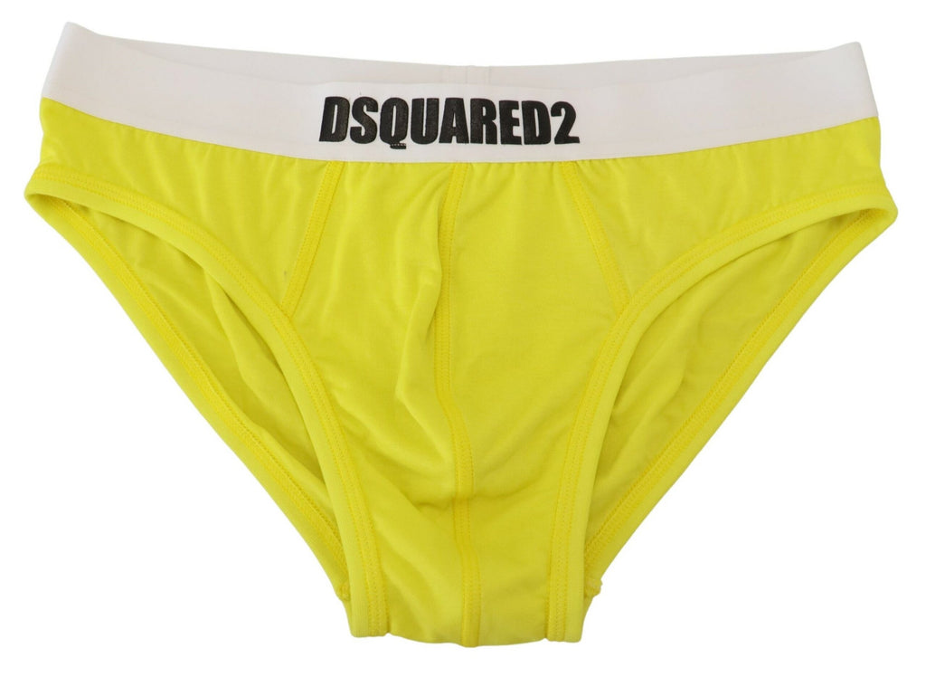 Yellow White Logo Modal Stretch Men Brief Underwear - it5-m