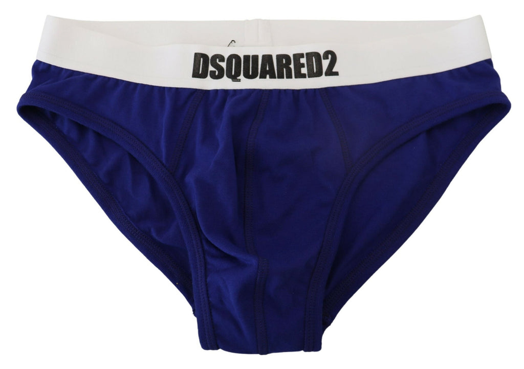Blue White Logo Cotton Stretch Men Brief Underwear - it5-m