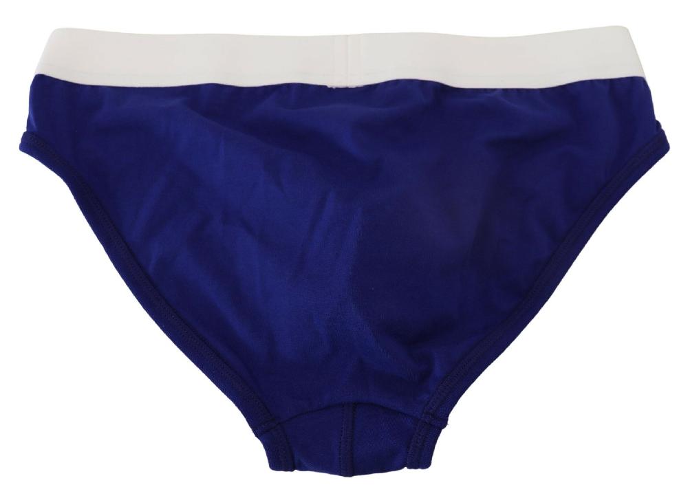 Blue White Logo Cotton Stretch Men Brief Underwear - it5-m