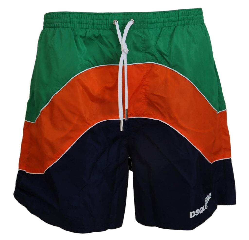 Multicolor Logo Print Men Beachwear Swimwear Short - it48-m