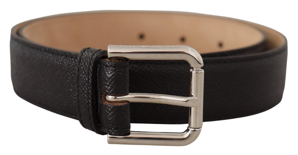 Black Calf Leather Brown Backend Metal Buckle Belt - 75-cm-30-inches