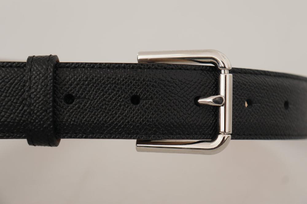 Black Calf Leather Brown Backend Metal Buckle Belt - 75-cm-30-inches