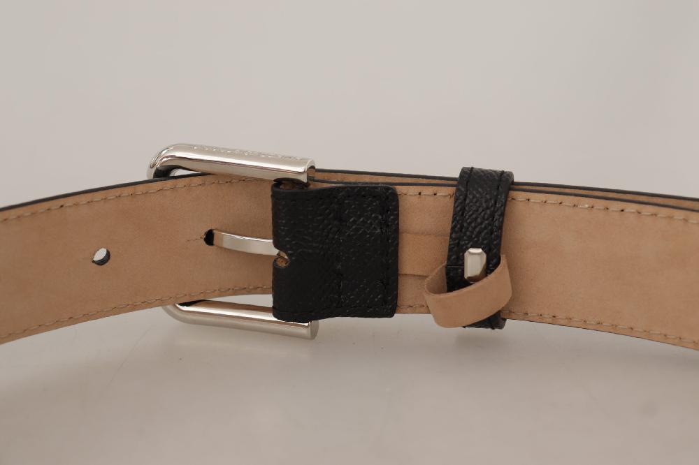 Black Calf Leather Brown Backend Metal Buckle Belt - 75-cm-30-inches