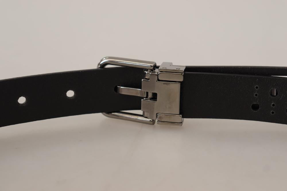 Black Calf Leather Perforated Metal Buckle Belt - 90-cm-36-inches